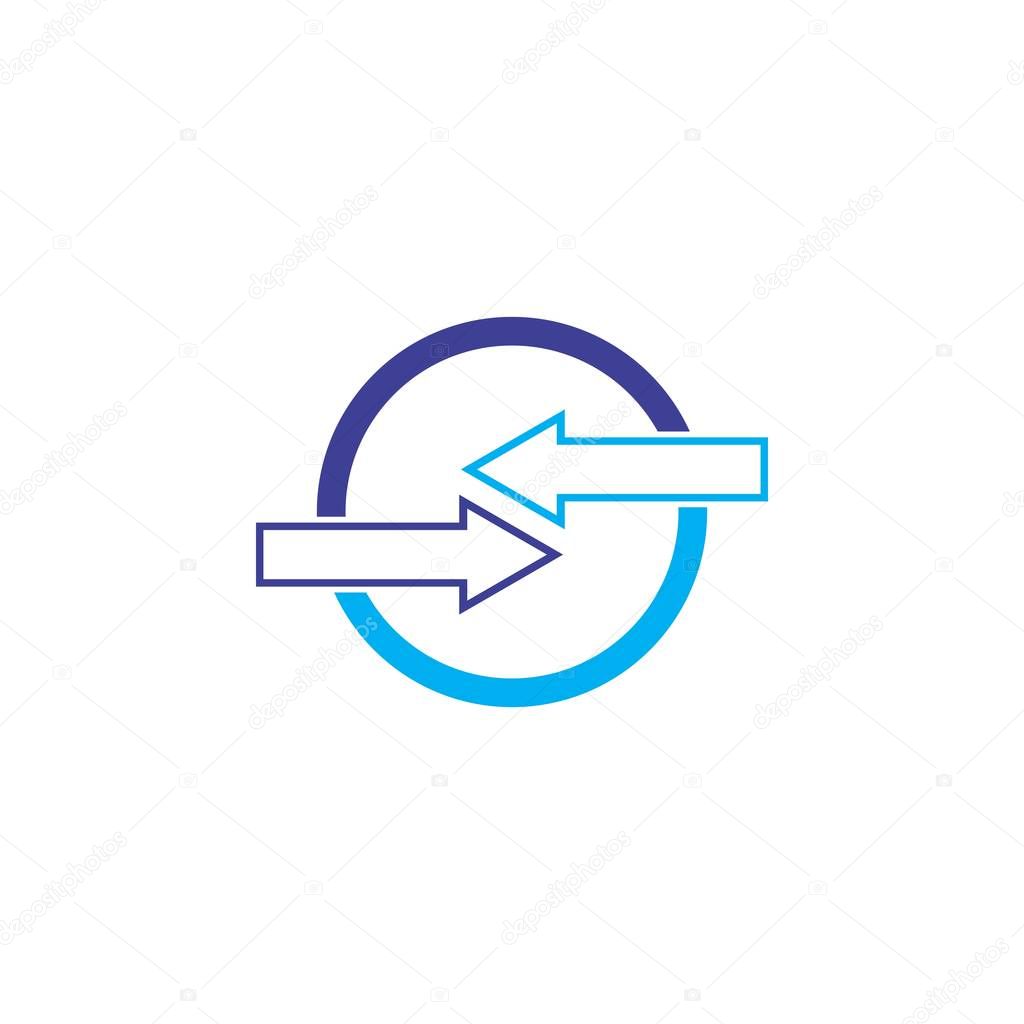 Circle with back and forth Arrow logo design vector