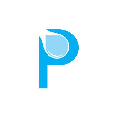 Su damlası logo tasarım vektörü ile P harfi