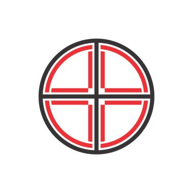 Daire pencere logosu tasarım vektörü