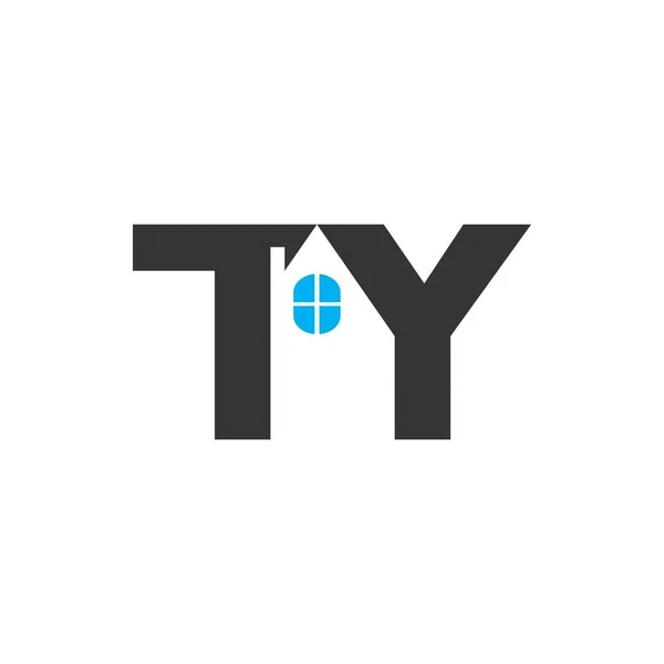 Ty Brief mit Home Building Logo Design Vektor — Stockvektor