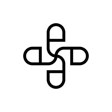 e harf döndürme logosu tasarım vektörü