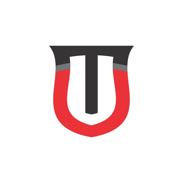 Escudo con TU carta logo diseño vector — Vector de stock