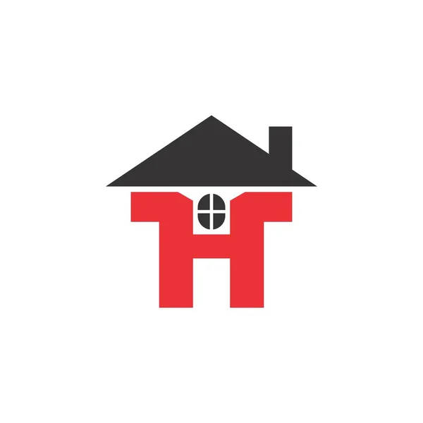 Home con H lettera logo vettoriale di progettazione — Vettoriale Stock