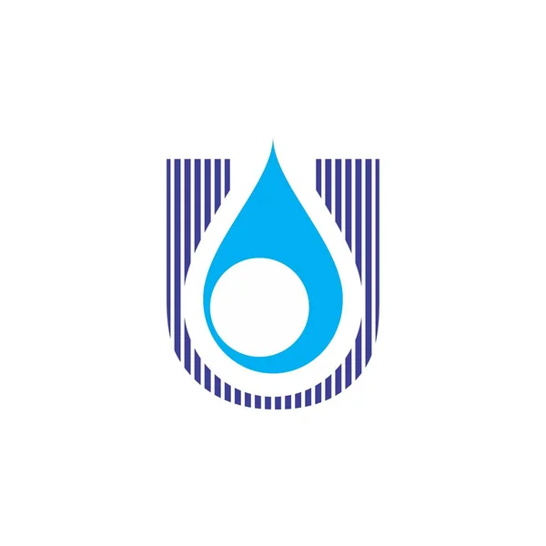 Su damlası logo tasarım vektörü ile U harfi — Stok Vektör