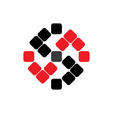 Kare logo tasarım vektörlü S harfi döndürmesi