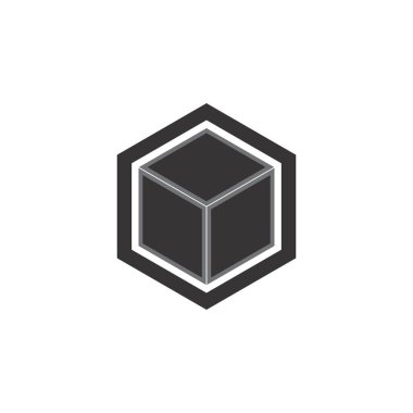 3B kutu simgesi logo tasarım vektörü olan altıgen