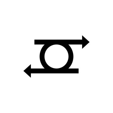 Arkası ve önü ok logosu tasarımı vektörü olan çember veya 0 harfi