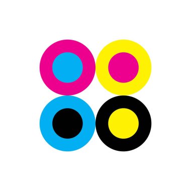 CMYK renk çember logo tasarım vektörü