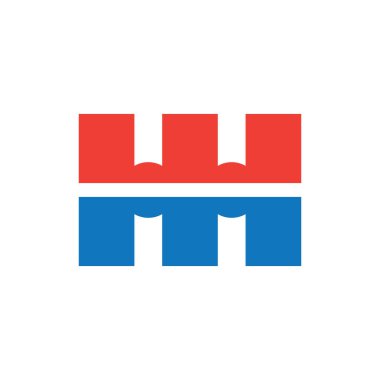 HH harfi, WM, MW harf logo tasarım vektörü
