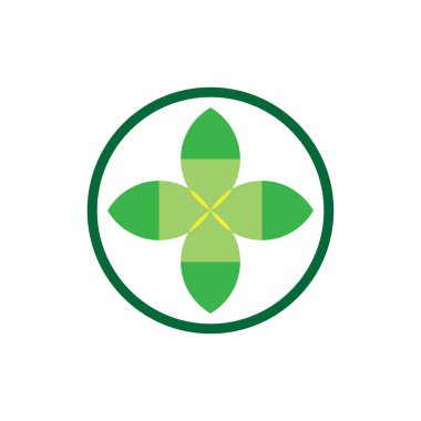 Çemberde çiçek artı logosu var. Tıbbi tedavi veya terapi kliniği için.