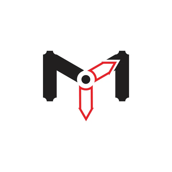 時計のロゴデザインベクトル付きM文字 — ストックベクタ