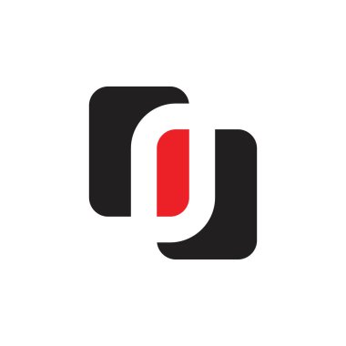 O harfi ya da rj harfi logo tasarım vektörü ile iki kare bağlandı