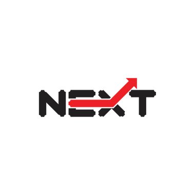 Yukarı ok logo tasarım vektörlü NEXT harfi