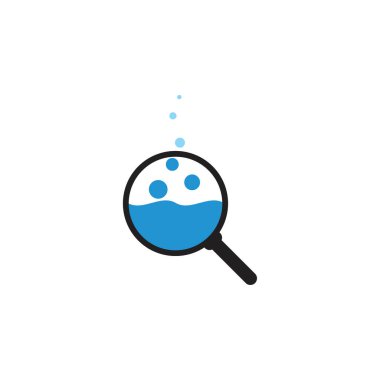 Su ve balon logo tasarım vektörlü büyüteç veya Q harfi