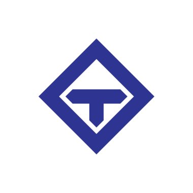T harfi logo tasarım vektörüyle kare