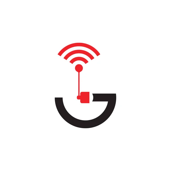 Letter Antenna Signal Logo Design Vector — Stock Vector