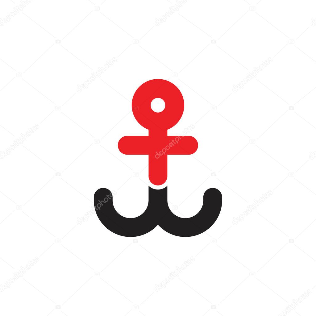 WT letter with anchor logo design vector