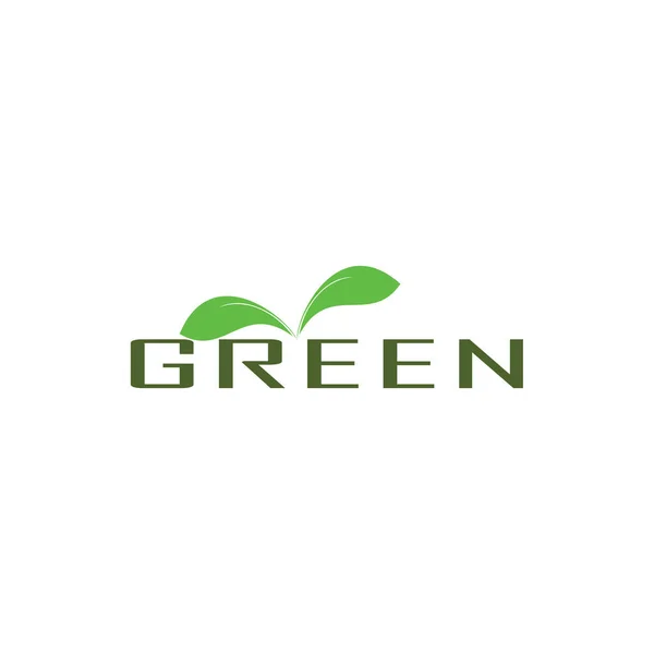 Carta Verde Com Vetor Design Logotipo Folha — Vetor de Stock