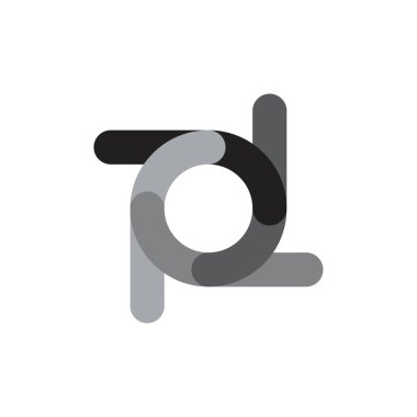 Rotary rj harf logo tasarım vektörü