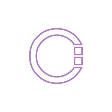 İki kare logo tasarım vektörlü C harfi