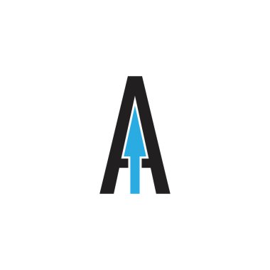 Yukarı ok logo tasarım vektörlü bir harf
