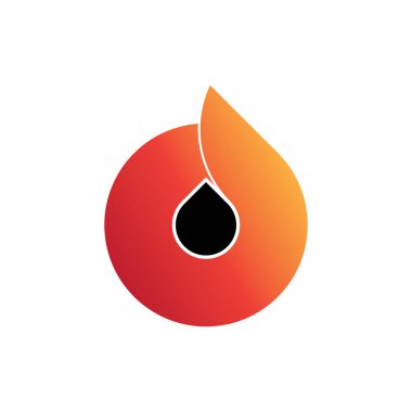 Ateş ve yağ damlası logo tasarım vektörlü O harfi