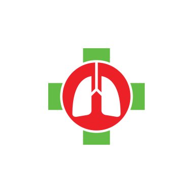 Artı akciğer logosu tasarım vektörü, akciğer merkezi logosu