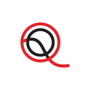 QQ harfi logo tasarım vektörü siyah kırmızı