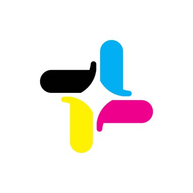 Döndürme CMYK renk logo tasarım vektörü