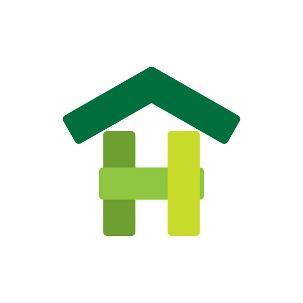 Green Home Con Lettera Logo Vettoriale Progettazione — Vettoriale Stock