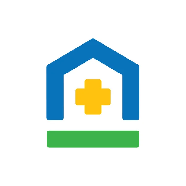 Συν Πάνω Βέλος Στέγη Ιατρική Κτίριο Λογότυπο Σχεδιασμό Διάνυσμα — Διανυσματικό Αρχείο