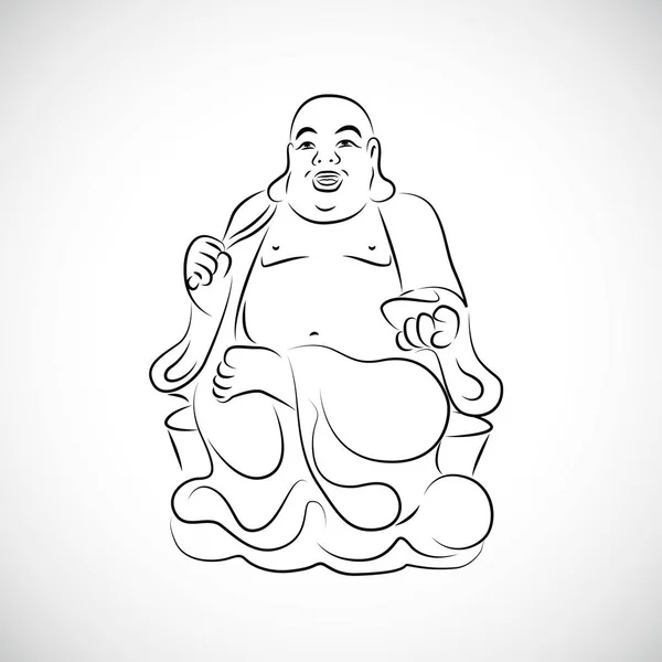 Gran dibujo de estatua de Buda tailandés — Vector de stock