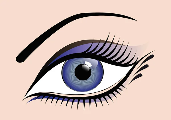 Frau blaues Auge mit langen Wimpern — Stockvektor