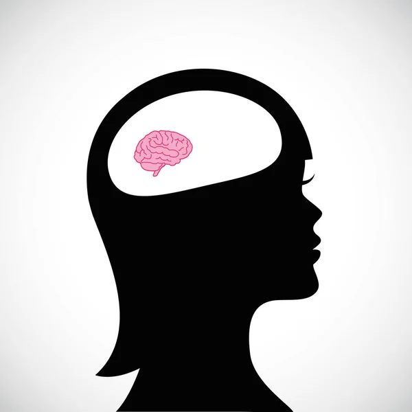 Femme avec petite pensée cérébrale — Image vectorielle