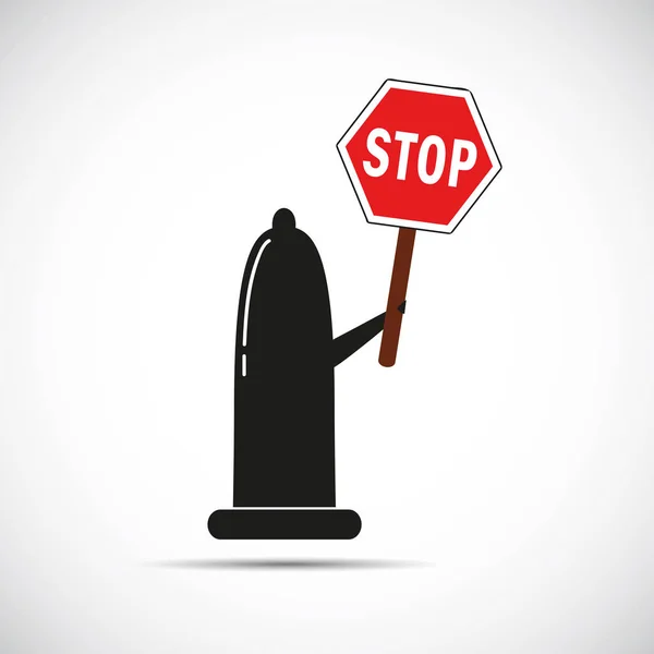 Prezervatif kırmızı uyarı şarkı stop — Stok Vektör