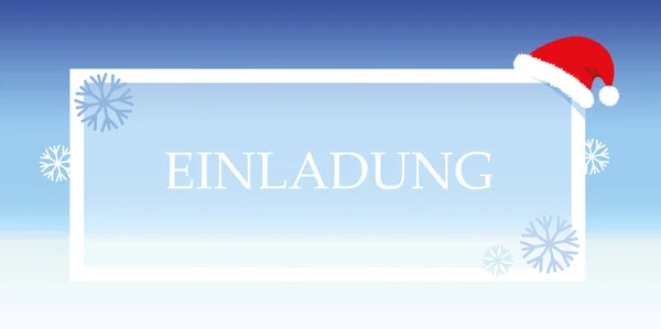 Запрошення різдвяного святкування снігово-червона шапка — стоковий вектор