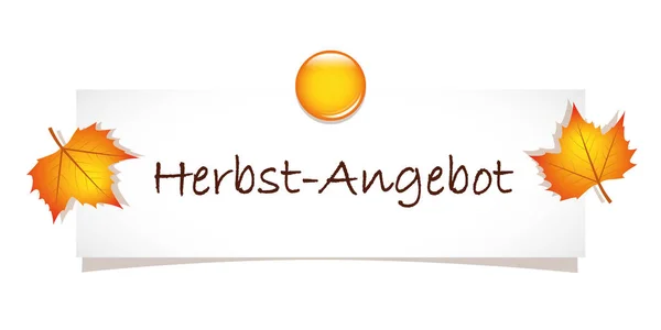 Weißes Etikett mit Herbstblättern Angebot — Stockvektor