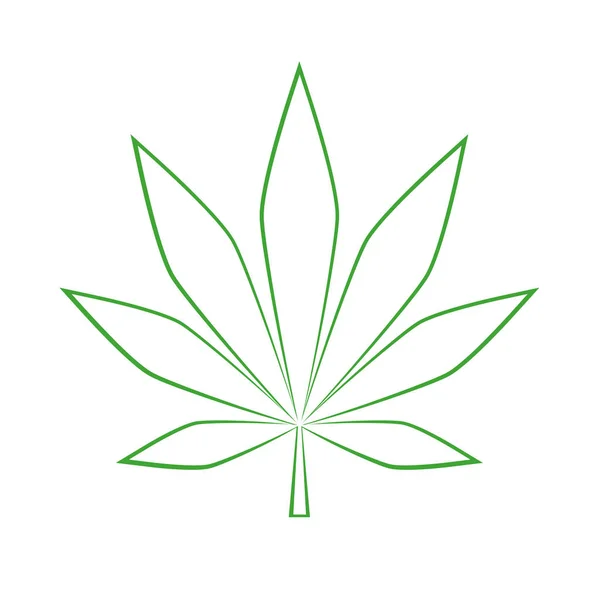 Groene cannabis blad eenvoudige tekening — Stockvector