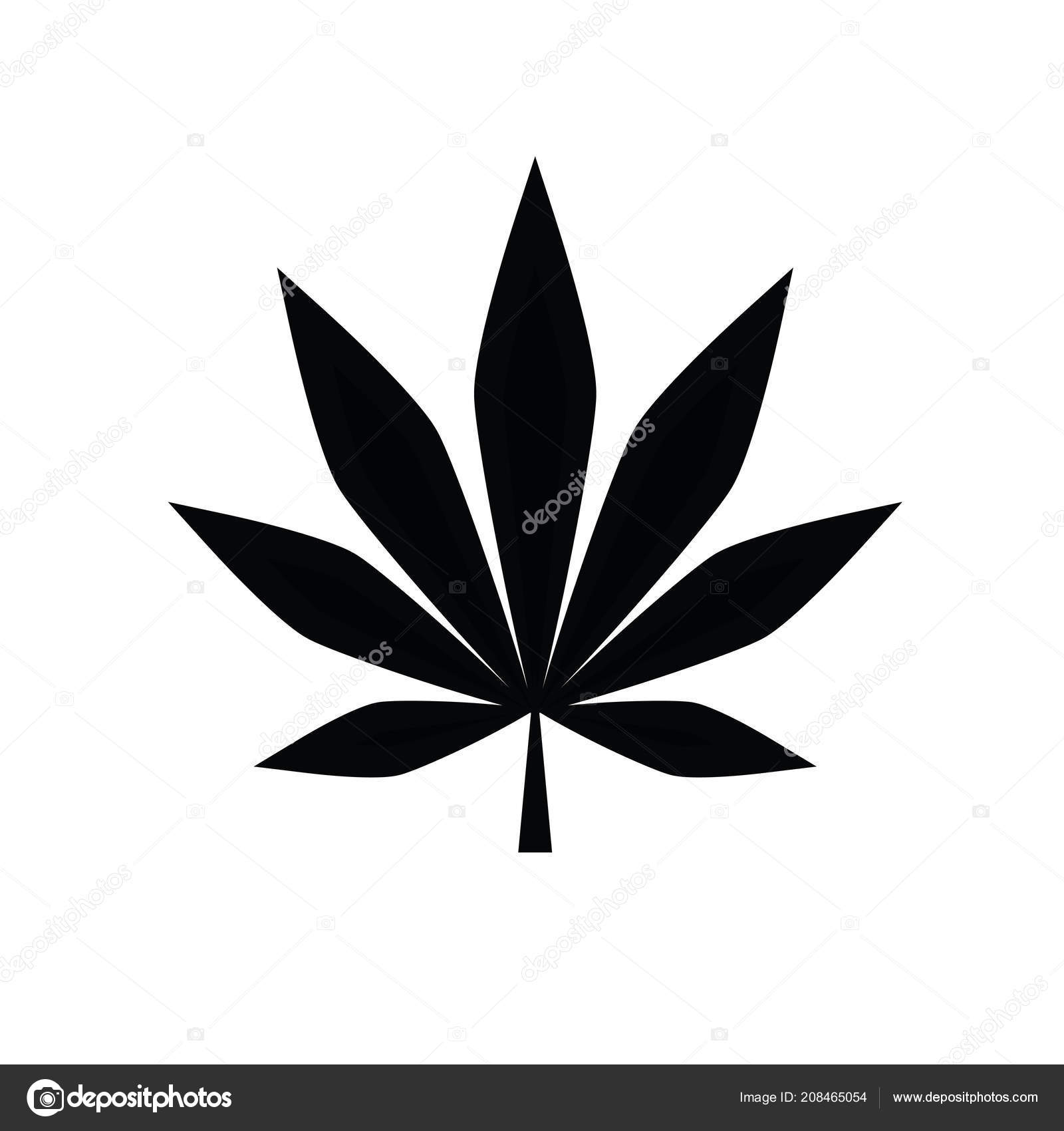 schwarzen Cannabis Blatt einfache Zeichnung — Stockvektor