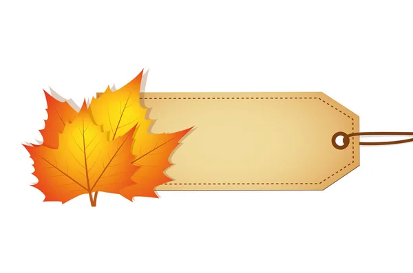 秋の紅葉の紙ラベル — ストックベクタ