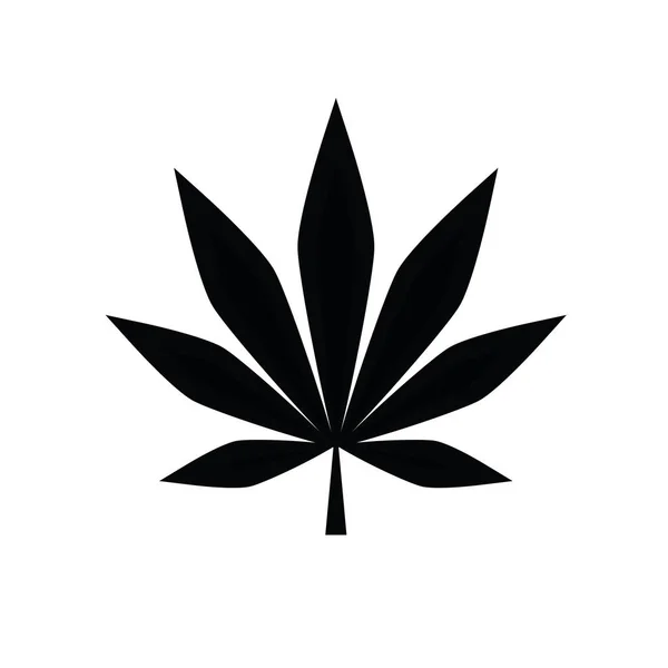 Hoja de cannabis negro dibujo simple — Vector de stock