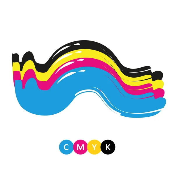 Stampa di colori primari CMYK wave — Vettoriale Stock