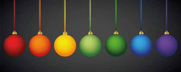 Mat regenboog gekleurde kerstballen — Stockvector