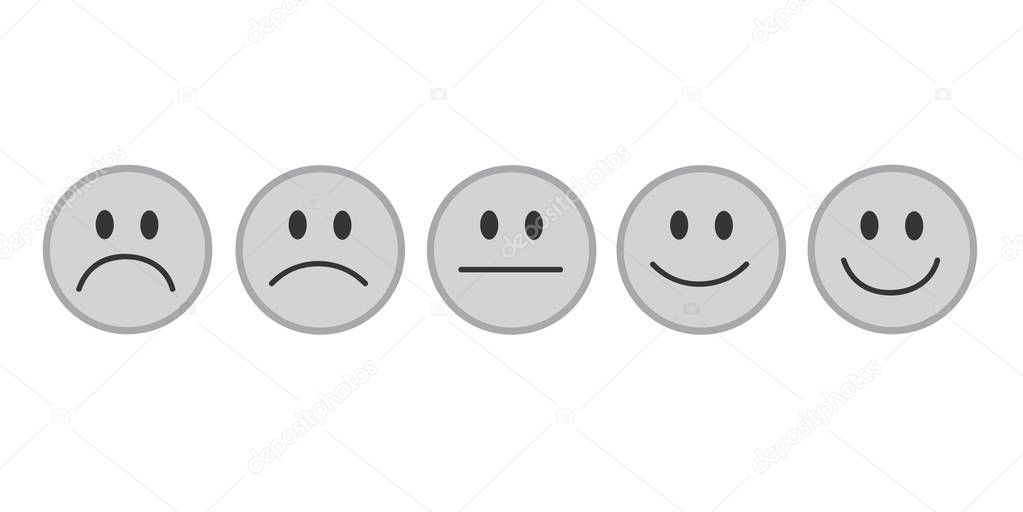 grey rating smiley faces