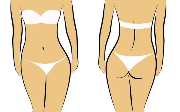 Krásná a fit ženské tělo vpředu a vzadu — Stockový vektor