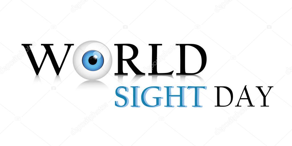 World sight day text blue eye