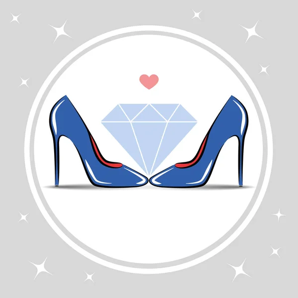Womens shoes high heel fashion diamond — Stock Vector