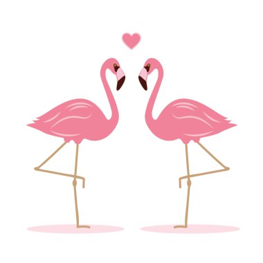 two pink flamingos in love clipart
