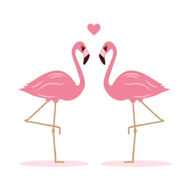 Dos flamencos rosados enamorados — Vector de stock
