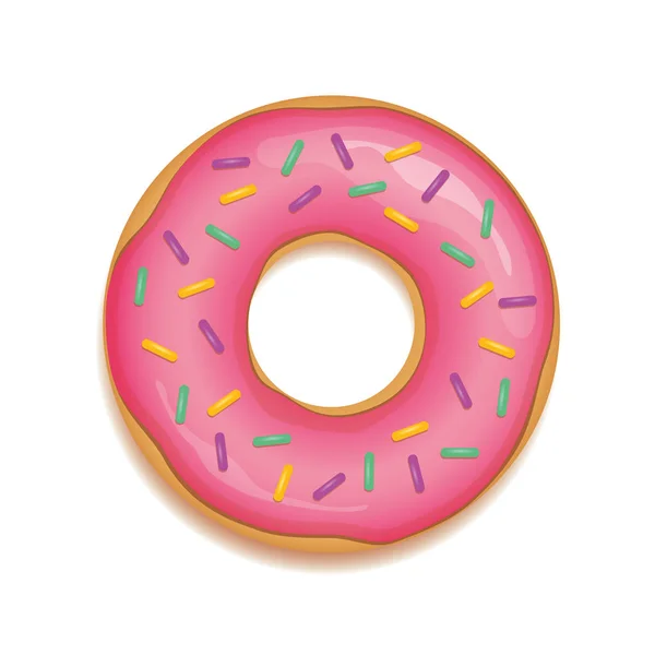 Rosado donut con azúcar aspersiones — Vector de stock